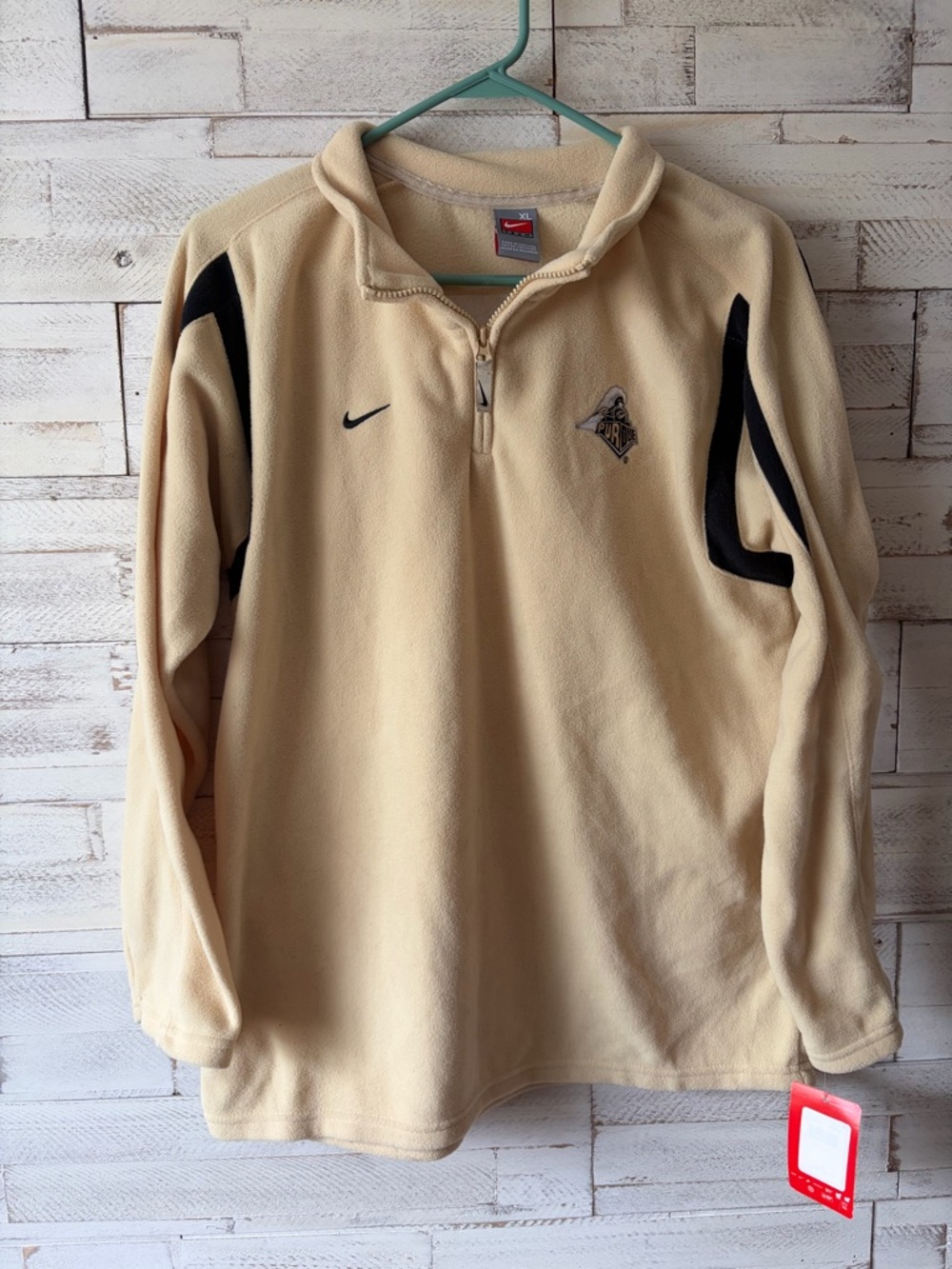 Vintage Nike Cream Quarter-Zip Fleece Purdue team sport new with tags XL mens